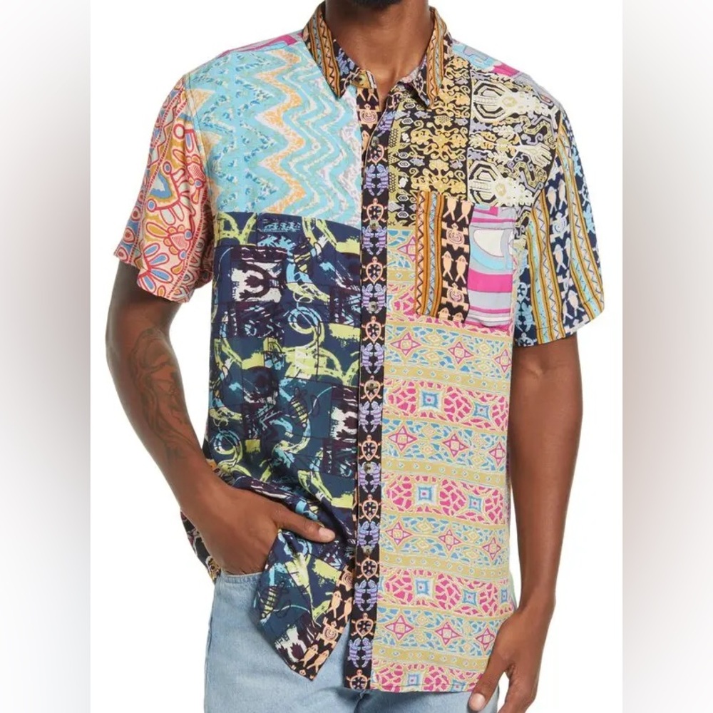 ROLLAS Patchwork Print Colorful Shirt Medium